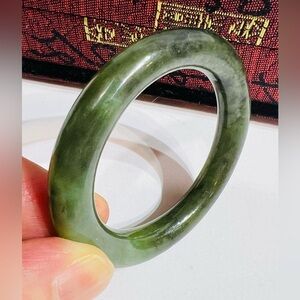 Burma type A jadeite dark green jade bangle/35.11 mm